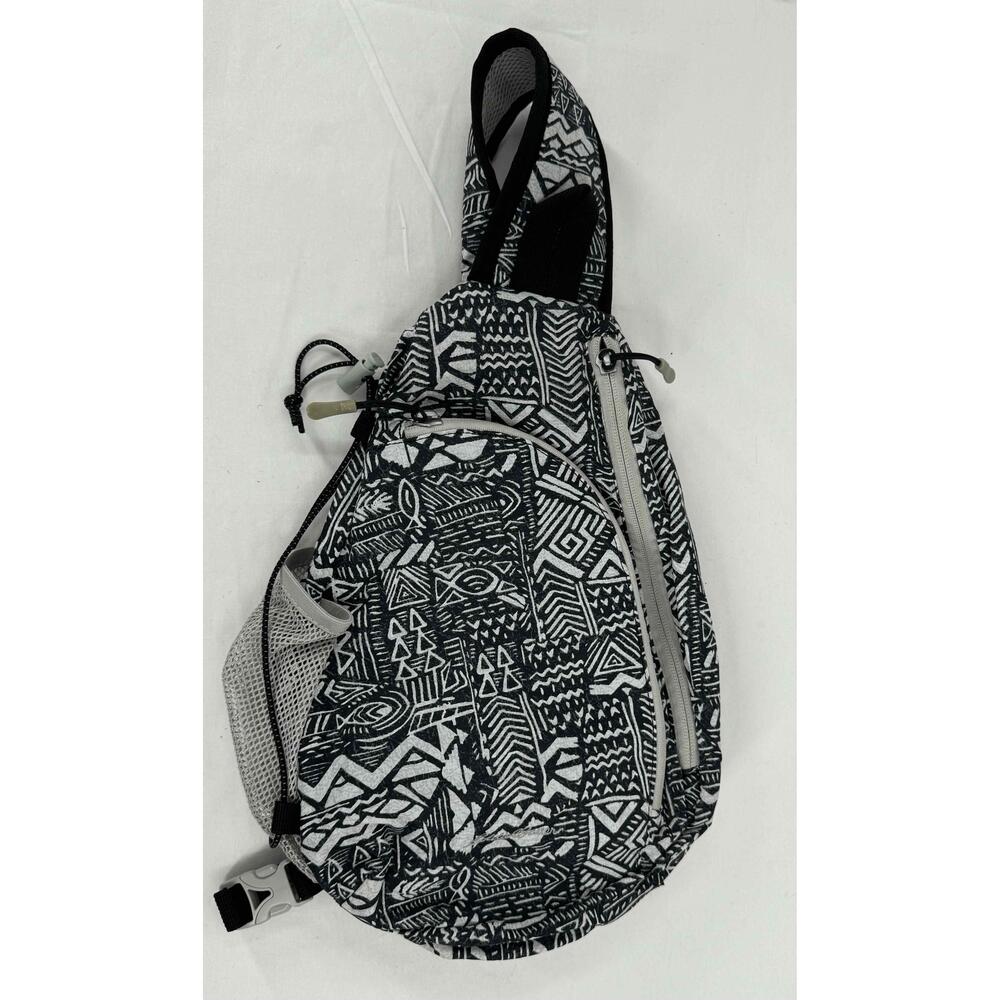 Eddie Bauer Black Geometric Mesh Pocket Adjustable Strap Sling Bag